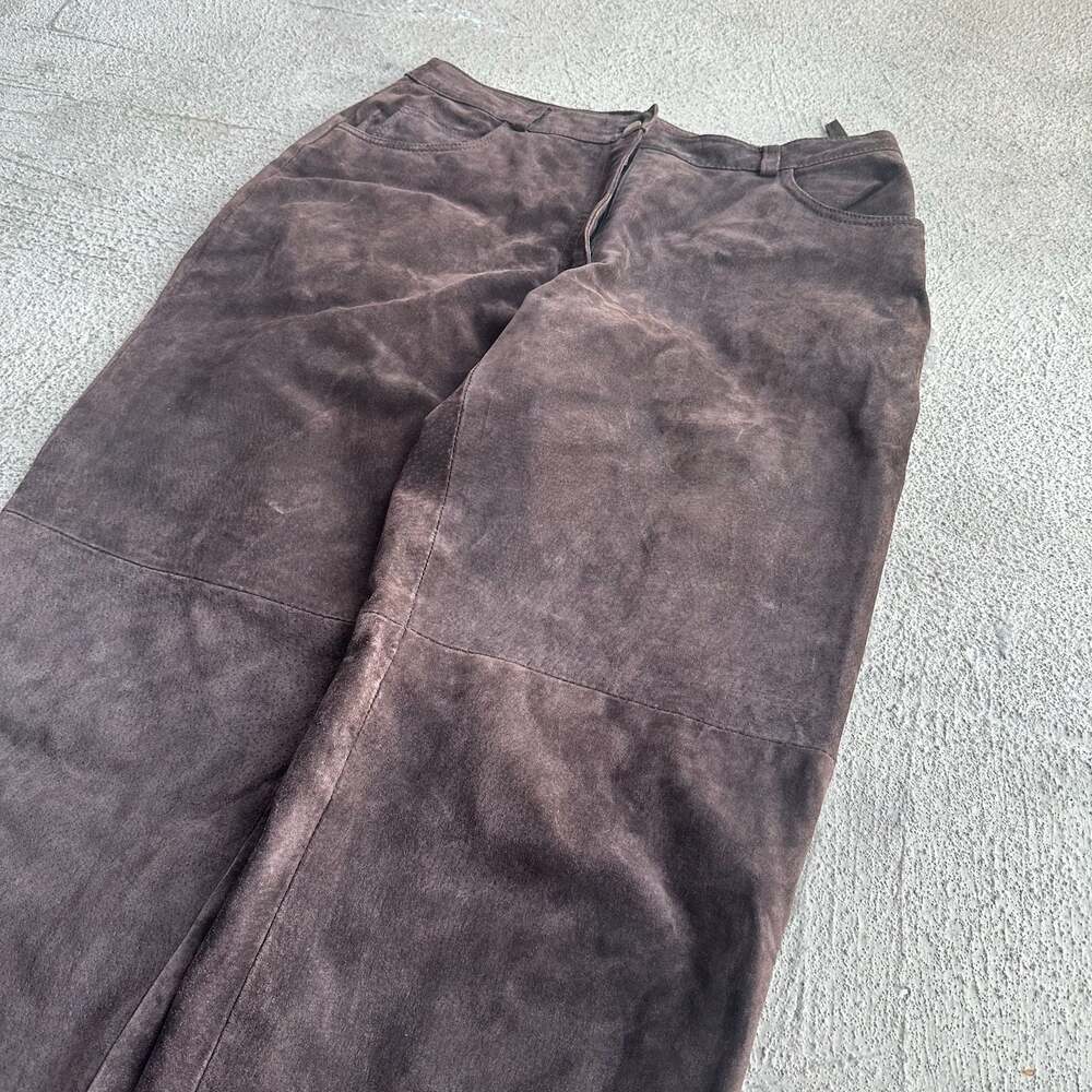 Brown Genuine Suede Leather Pants Size 31 Waist